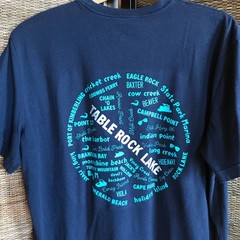 Table Rock Lake Upcycled T-Shirt, Marinas Landmarks Graphics Navy Men’s Large