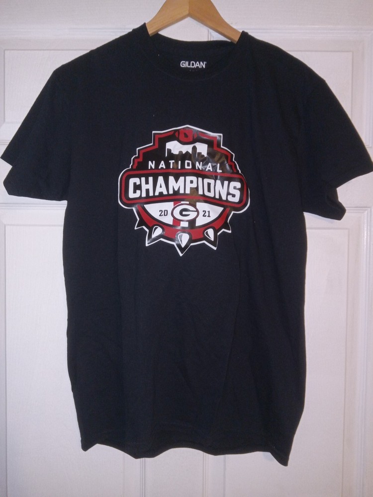 Georgia Bulldogs National Champions T-Shirt Medium Black Gildan NCAA