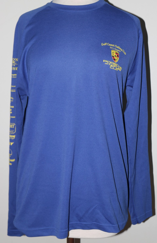 Men’s LS Shirt Shirt -Porsche Club of Naples – Gulf Coast Sailing – Blue Size XL