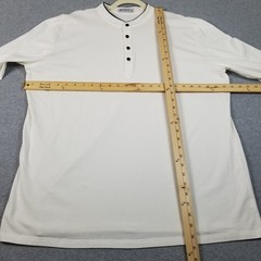 Kuyigo Henley Shirt Men’s 2XL XXL White Long Sleeves Band Collar Stretch Casual