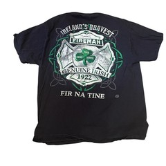 Firefighter Garda Ireland’s Bravest Black T-Shirt Irish Gaelic “Men of Fire”