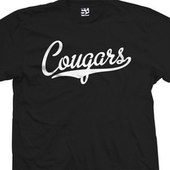 Cougars Script Tail Shirt | High School Sports Football Team | All Size & Colors