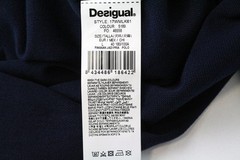 DESIGUAL Tepit Men T-Shirt L Pure Cotton Navy Patterned Long Sleeved Polo
