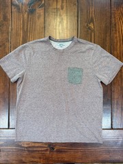 Method Men’s Crew Neck T-Shirt in Purple/Maroon with Grey Pocket – XL