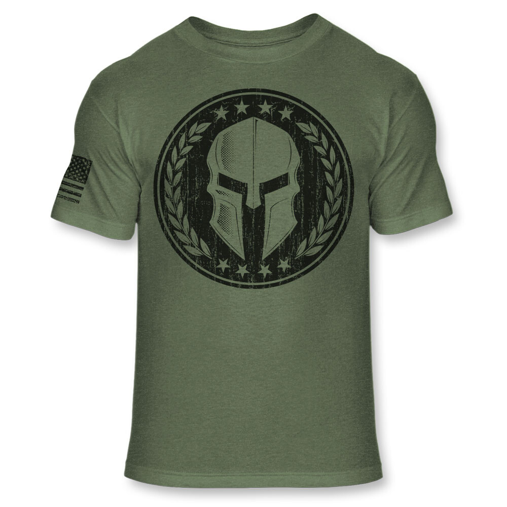 Spartan Helmet T-Shirt – Patriotic Molon Labe Shirt – Athletic Blend Tee – A200