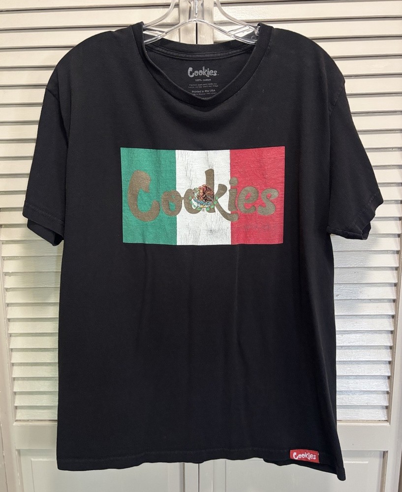 Cookies Graphic Logo T-shirt Size Large Short Sleeve Crew Flag Casual