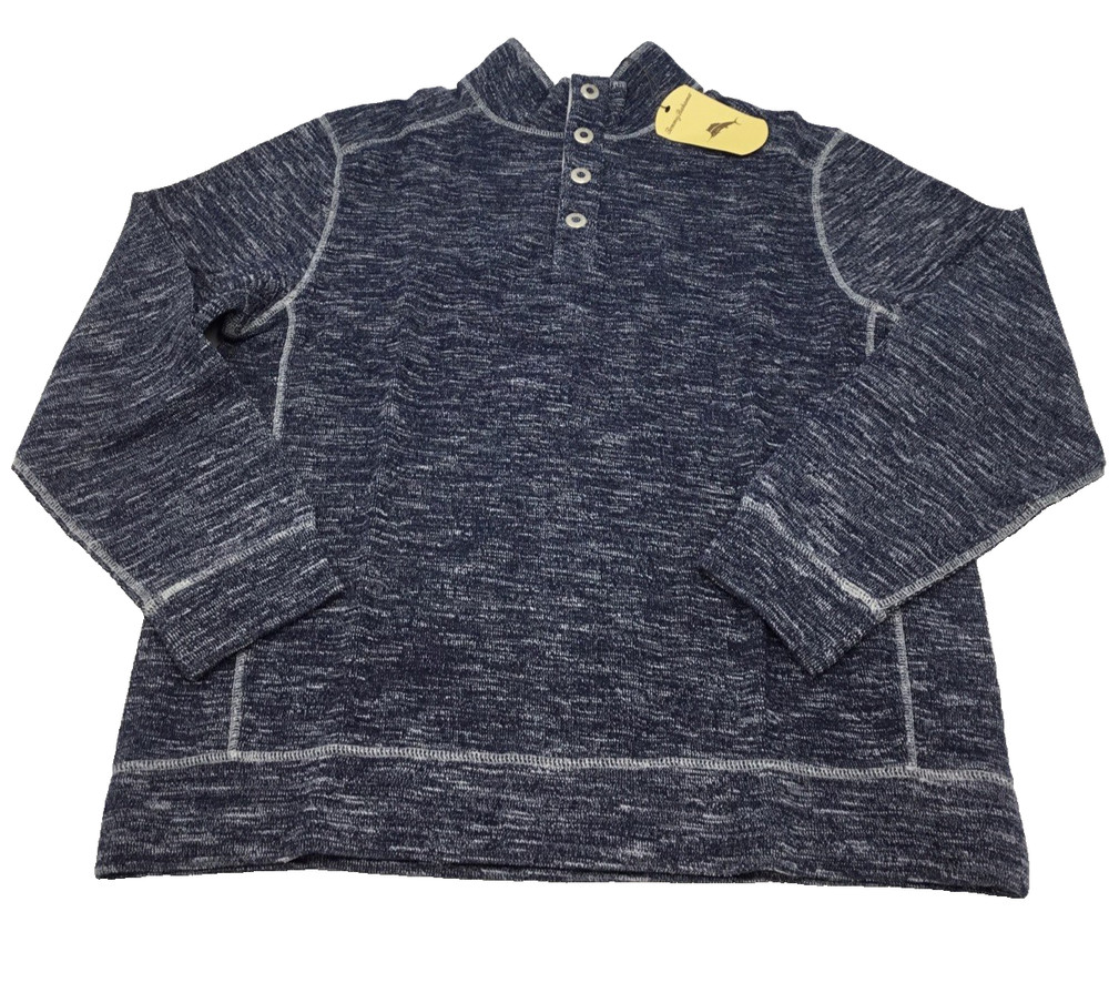 Tommy Bahama Mens Beach Breeze Snap Mock Neck Sweater in Ocean Deep Size Small