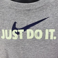 Vintage 80s Nike Just Do It Graphic T-Shirt Mens Small Gray Swoosh Logo Blue Tag