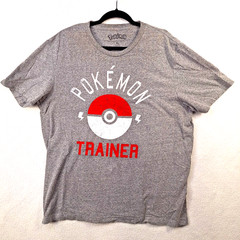 Pokémon Trainer Mens T-Shirt Pokemon Shirt Gray Color-Poke Ball Logo Size XL