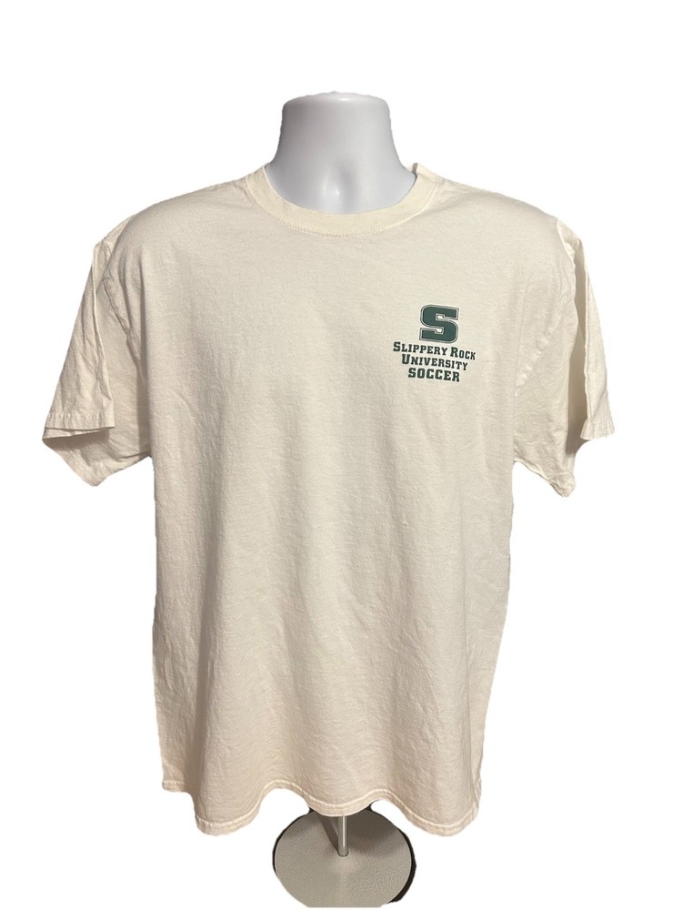 VTG Slippery Rock University Soccer Tee Shirt Adult Large White Short Sleeve