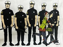 LOVE AND ROCKETS: COP T-Shirt by Graphitti Designs Size Double Sided Comic NEW