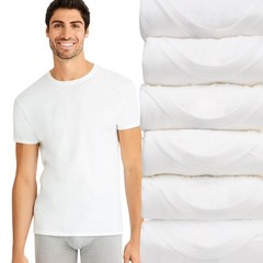 Hanes Best 2XL T-Shirt Lay-Flat Collar Tagless Cool Comfort White 6 Count