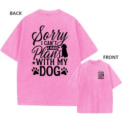 Men’s Vintage Oversized Washed Tee,”Plans With My Dog” Funny Quote Print T-Shirt