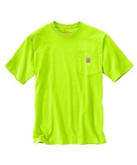 Carhartt Hi-Vis Short Sleeve Pocket T-shirt Men L Loose Fit Neon Yellow