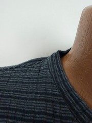 Vintage Y2K Ribbed V-Neck Shirt Men Medium Stretchy Black Gray Striped Claiborne