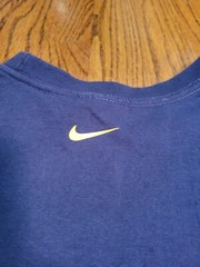 Nike Shirt Large Navy Blue Logo Tee Crew Neck T Shirt Regular Yellow Logo Mens