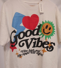 PacSun Good Vibes Puff Oversized T-Shirt Men Medium White Crewneck