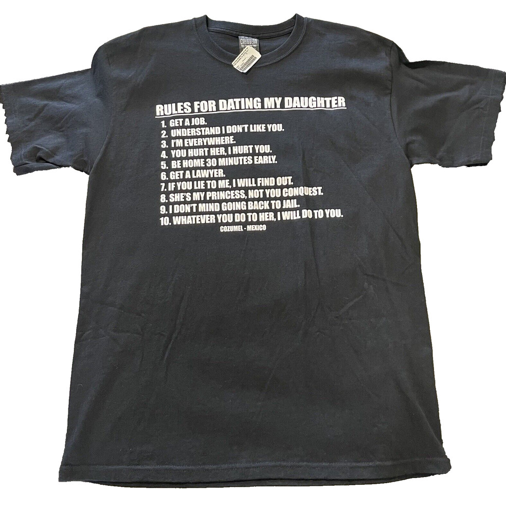 NWT Caribbean Reef Rules For Dating My Daughter Cozumel Mexico Tshirt Large