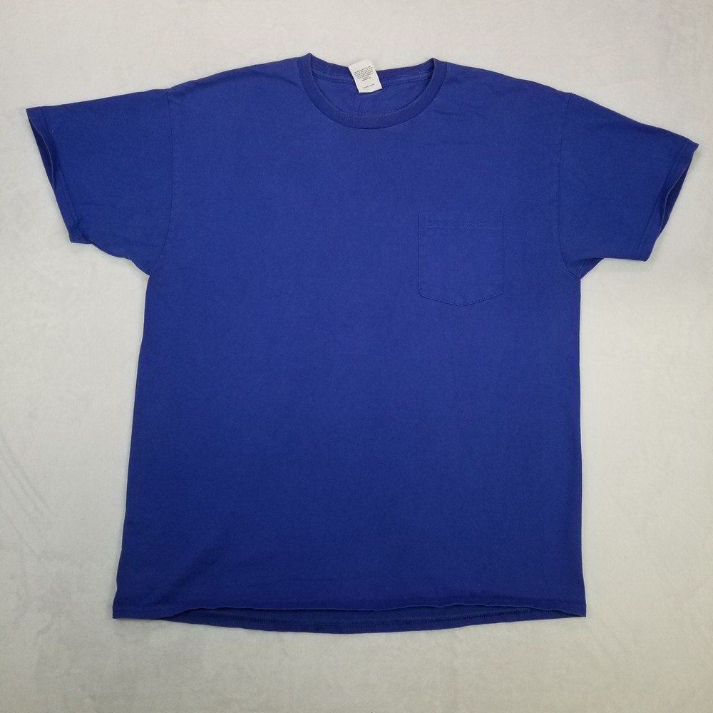 Hanes Blue Authentic Left Chest Pocket Back Eagle Planes Graphic Shirt Men Large