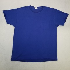 Hanes Blue Authentic Left Chest Pocket Back Eagle Planes Graphic Shirt Men Large