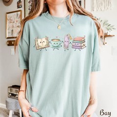 Books And Coffee Lover Comfort Tee Gift For Bookworm Reader