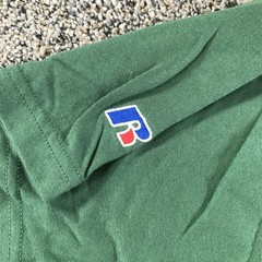 Vintage Russell Athletic Shirt Mens 2XL Dark Green Henley NuBlend Short Sleeve