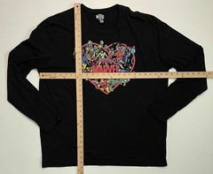 Marvel Avengers Heart Graphic Tee Comic Theme Black Long Sleeve Shirt Men’s XXL