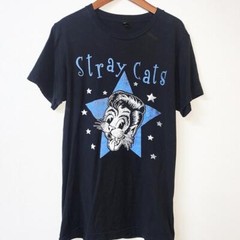 Vtg Stray Cats Band 90s Remake Black T shirt Short Sleeve tee S-5XL NH19848