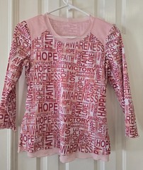 Breast Cancer Awareness 3/4 Sleeve, Scoop Neck Top. Pink. Ships Free.