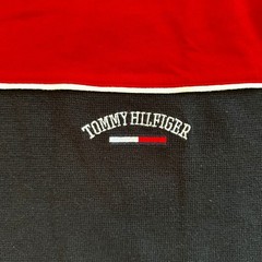 Tommy Hilfiger Men’s Small Ribbed Embroidered Logo Pullover Red and Blue