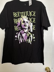 NEW ! Men’s Beetlejuice T-shirt~ Size XXL~Black w/ Lime & Purple Design