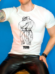 TOM OF FINLAND CRACKIN UP – LEATHER MAN MENS T SHIRT TEE SHIRT GAY CULTURE