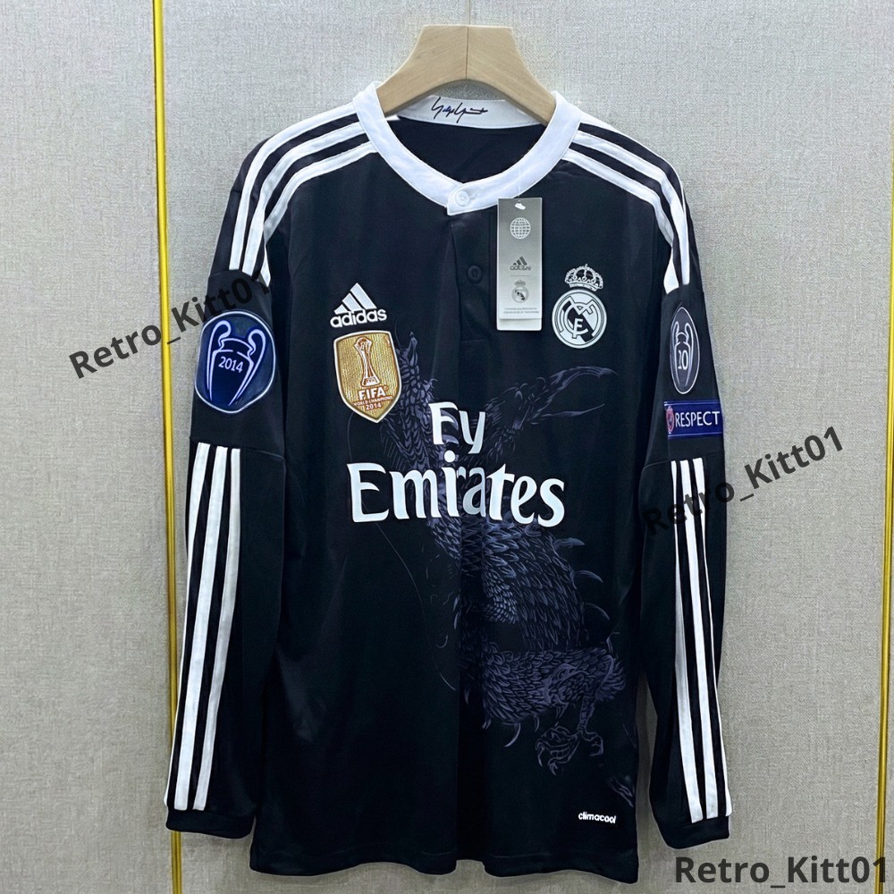 Ronaldo #7 Real Madrid 2014/2015 UCL Long Sleeve Black Jersey Dragon L