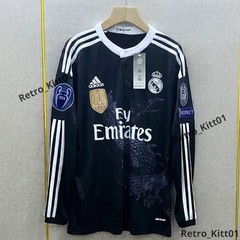 Ronaldo #7 Real Madrid 2014/2015 UCL Long Sleeve Black Jersey Dragon L