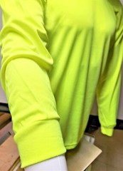 Hi Vis Long Sleeve Safety Shirt With Hoodie, Quick Dry Polyester Birdeye mesh