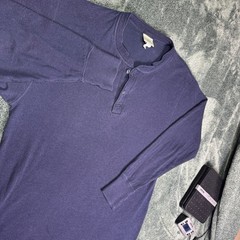 Vintage L.L. Bean River Driver Shirt Mens Medium Made in USA Navy Wool Henley