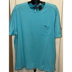 Tommy Bahama Mens XXL Aqua Blue Cotton Short Sleeve Pocket T-Shirt Marlin Logo
