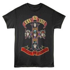 Guns N Roses – Appetite For Destruction – Solid Black Adult Short Sleeve T-Shirt