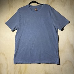 Common People Ribbed Knit T Shirt Large Blue Short Sleeve Casual Minimalist Tee