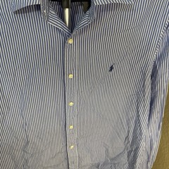 Polo Ralph Lauren Blue & White Striped Button-Down Shirt Men’s Large 100% Cotton