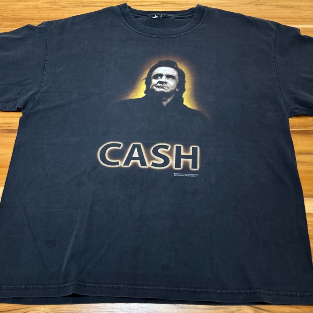 Vintage 2004 Johnny Cash T-Shirt Zion Faded Black Boxy Fit XL Man in Black Tee