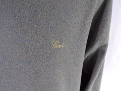USA Vintage Gant T Shirt L/S Mens LG Gray Beige Tweed Cotton Side Vents Logo A26