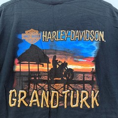 Harley Davidson T Shirt Men 2XL Black Grand Turk Girl Biker Motorcycle Wolf Bare