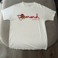 Diamond Supply Co. Men’s M Regular White Crew Neck Short Sleeve Cotton Logo Tee