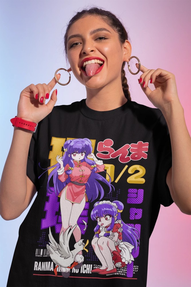 Shampoo Rumiko T-shirt Takahashi Ranma 1 2 Girl Kawaii Funny Anime Tee All Size
