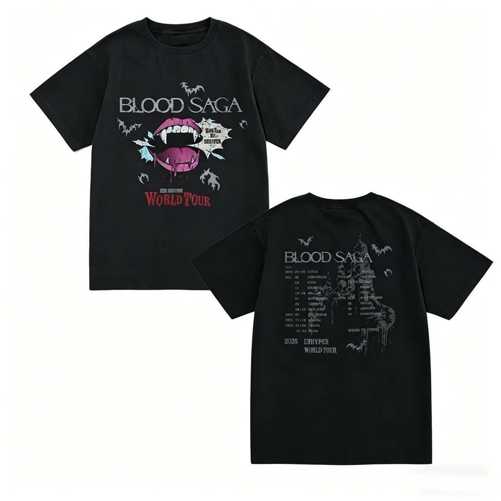Enhypen World Tour 2026 T-Shirt, Blood Saga Merch reprint T-Shirt