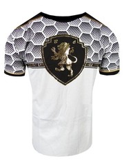 Mens T-Shirt Italian Print Shiny Gold Lion Chest Bucheli Logo Slim Fit Crew Neck