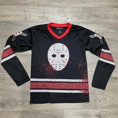 Friday The 13th Jason Voorhees Hockey Jersey Black Red Small Horror Movie Merch