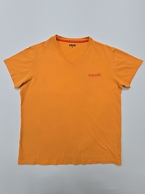 Schott Men’s Orange NYC Logo V-Neck T-Shirt Size M Regular Cotton