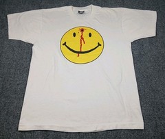 Vintage Smiley Face 80s 90s Bullet Hole Headshot T Shirt Mens Size Large White